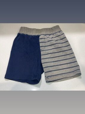 Toddler Two-Tone Navy and Gray Stripe Pull-On Shorts